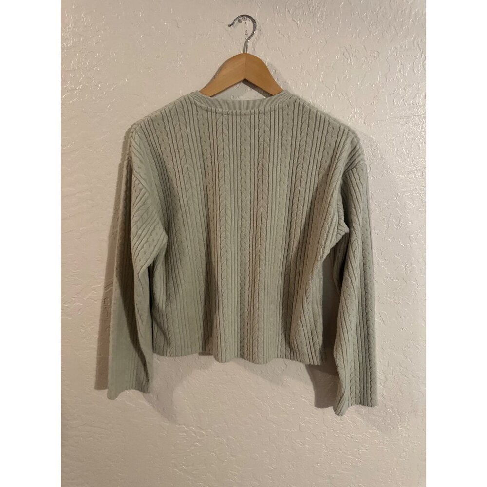 Y Philosophy Dark Taupe Cable Knit Fisherman Style Long Sleeved Crewneck Sweater - Picture 10 of 10